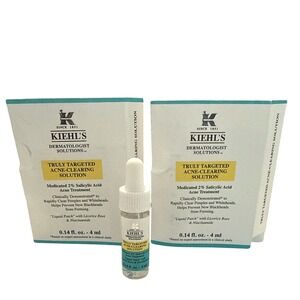 2 x Kiehl's Truly Targeted Acne Clearing Solution 2% Salicylic Acid 0.14 oz NEW